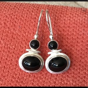 Silpada sterling silver onyx dangle earrings